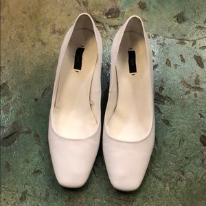Mango White Mod Heels Size 8